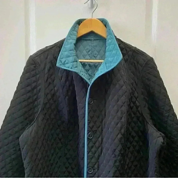 Vintage Utility Barn Jacket Chore Coat Quilted Reversible Green Black 16 2X - Picture 12 of 16